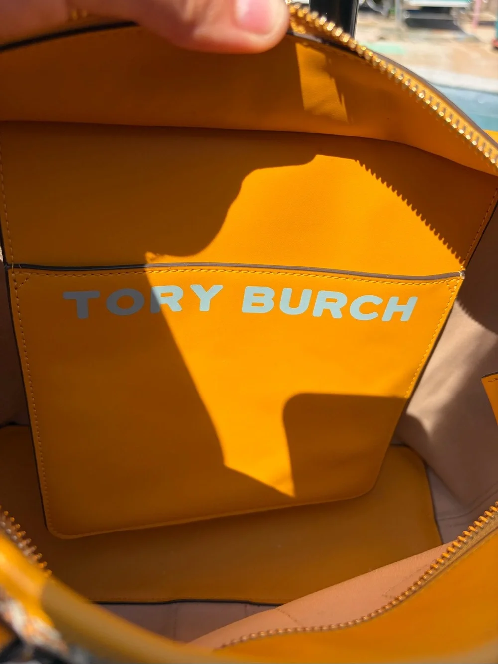 Tory Burch Yellow Chain-Link Print Tote